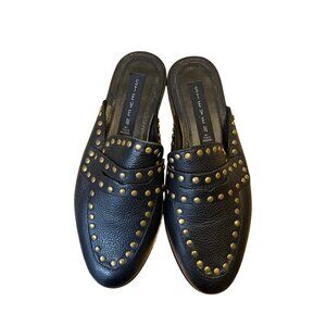 Steven By Steve Madden Studded Black Leather Loafer Slides Size 6 - Sleek